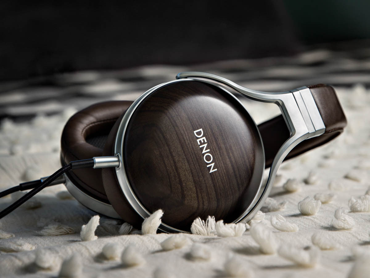 DENON AH-D5200 headphones with Zebrawood cups