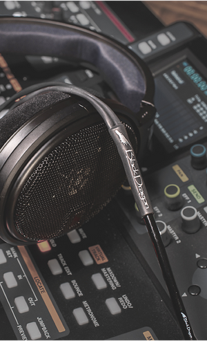 High quality over ear headphones showing Black Dragon Audio Cable