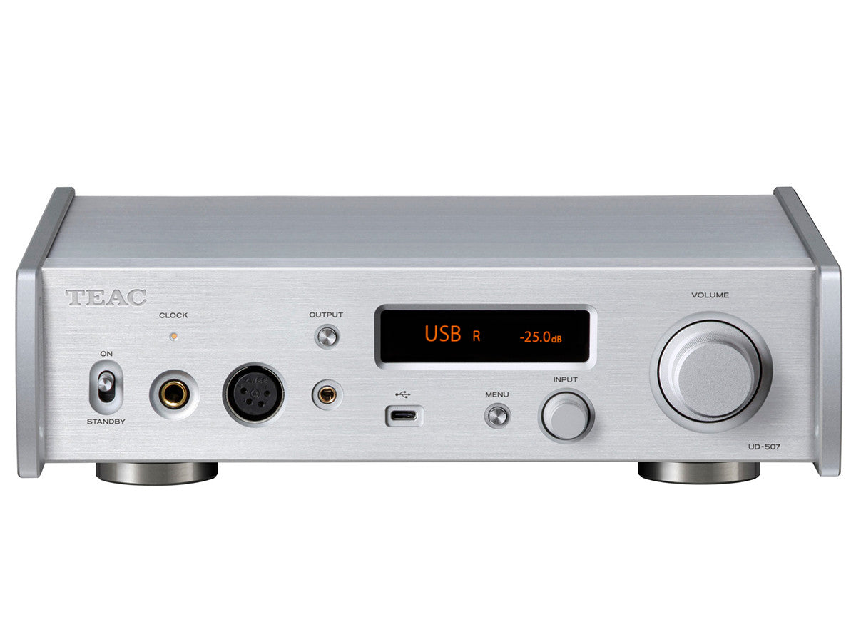 UD-507 DAC, Preamp, Headphone Amp Silver Front