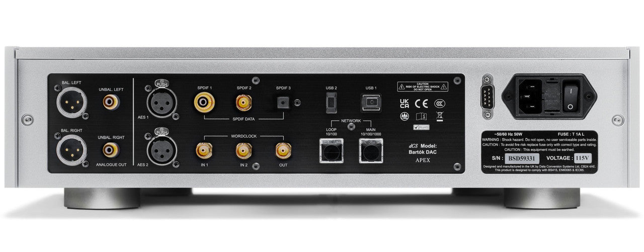 Bartók APEX DAC Headphone Amplifier Rear in Silver