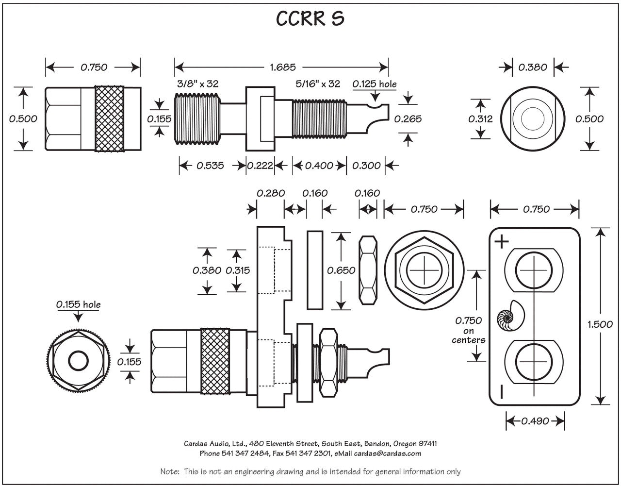 Cardas CCGR S Binding Post dimensions
