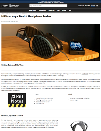 HiFiMan Arya Stealth Headphone Moon Audio Review
